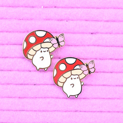 Butterfly Mushroom Buddy Enamel Pin