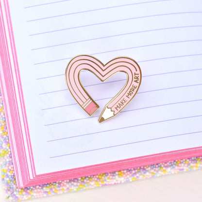 Make More Art Heart Pencil Enamel Pin