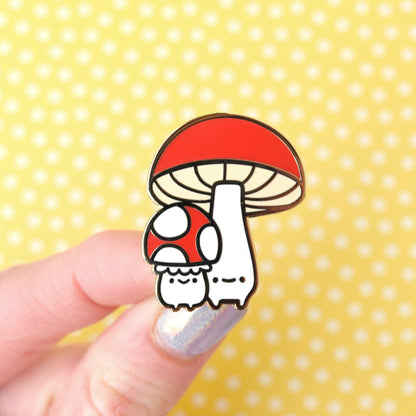 Short and Tall Mushroom Enamel Pin