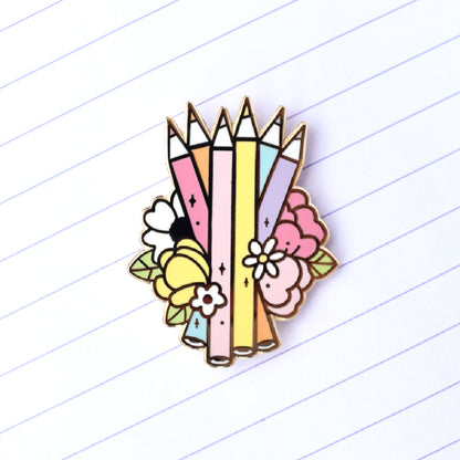 Rainbow Colored Pencils Enamel Pin