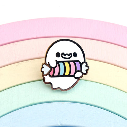 Rainbow Candy Halloween Ghost Enamel Pin