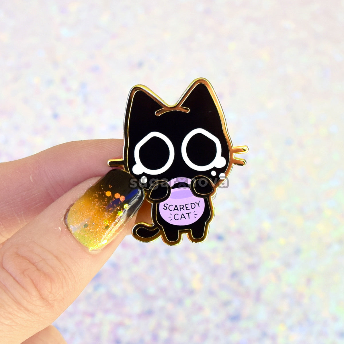 Scaredy Cat Trick or Treat Enamel Pin