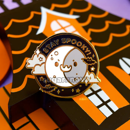 Stay Spooky Halloween Moon Enamel Pin